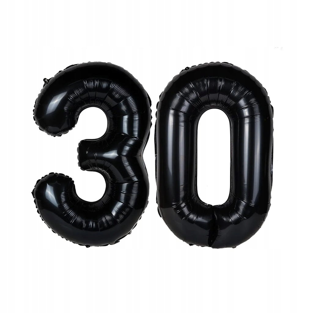 Zestaw Dekoracji Balony 30 Urodziny Cyfry Czarne Dekoracje XL