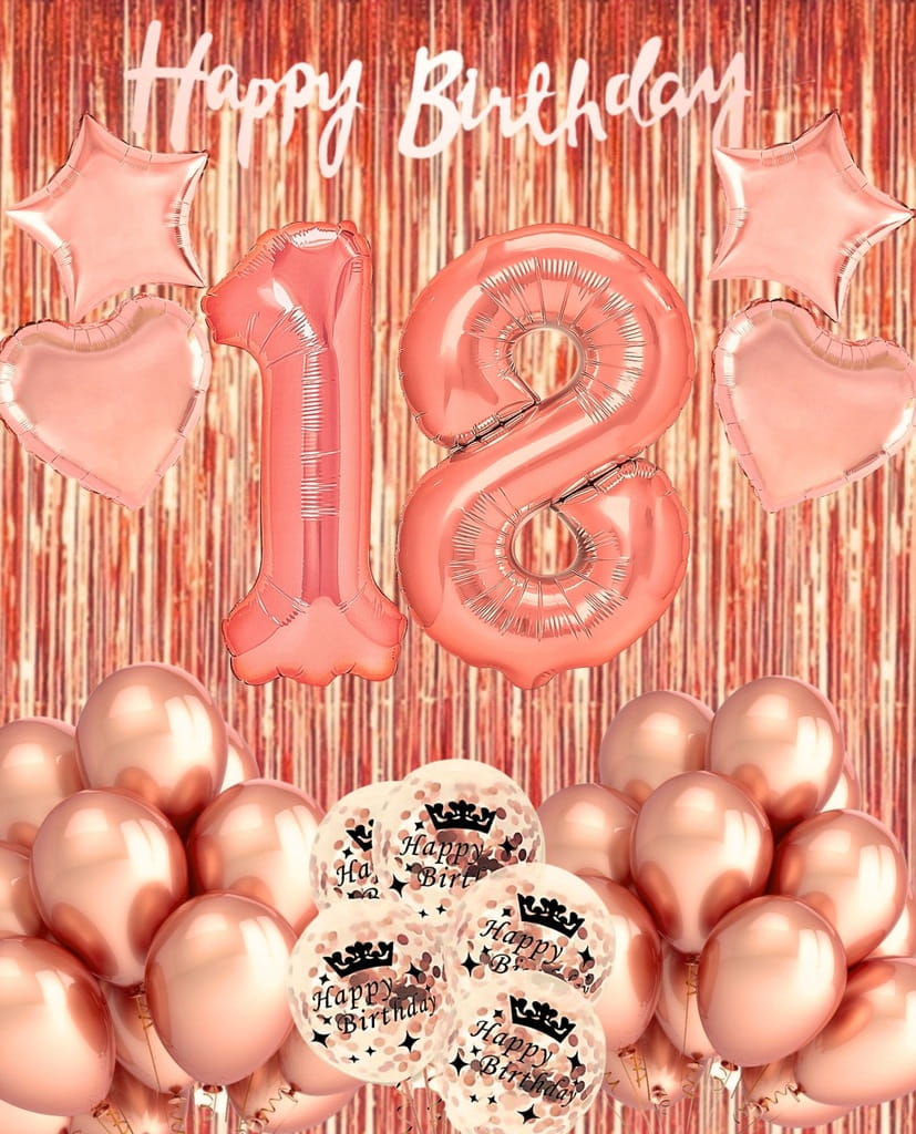 ZESTAW DEKORACJI balony 18 URODZINY ścianka ROSE