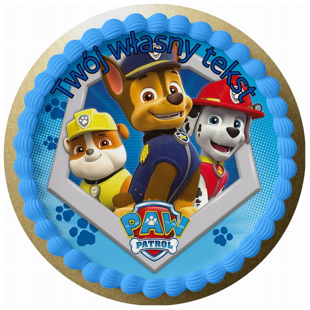 OPŁATEK NA TORT ZESTAW POSTACIE PSI PATROL CHASE + GRATIS TEKST