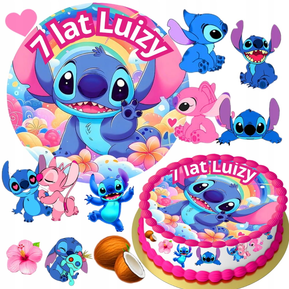 ZESTAW OPŁATEK NA TORT LILO I STICH STITCH + 8szt FIGUR + TEKST GRATIS