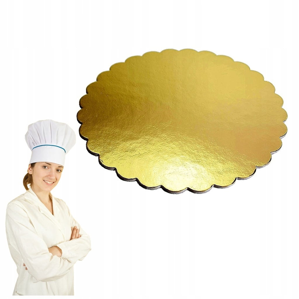 PODKŁAD POD TORT ŚREDNICA 30CM GRUBY ZŁOTY KARBOWANY SZTYWNY 2000g