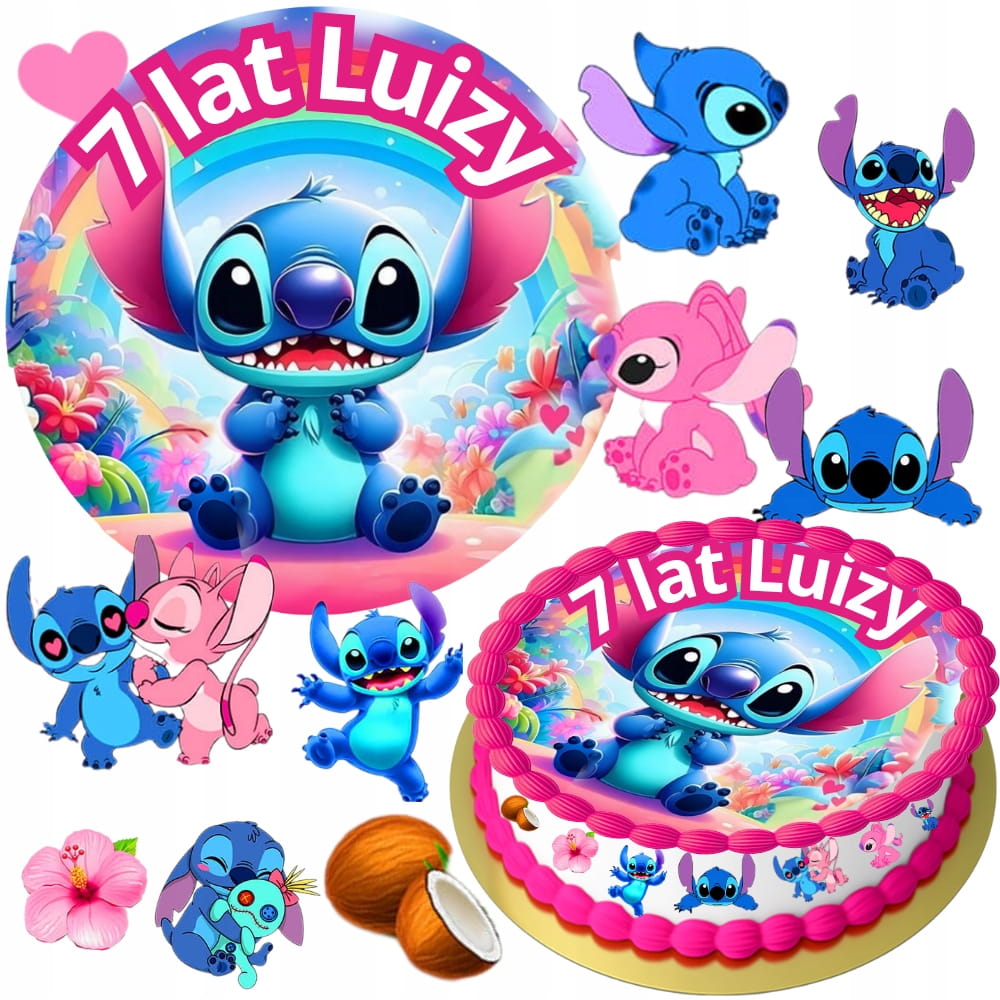 ZESTAW OPŁATEK NA TORT LILO I STICH STITCH + 8szt FIGUR + TEKST GRATIS