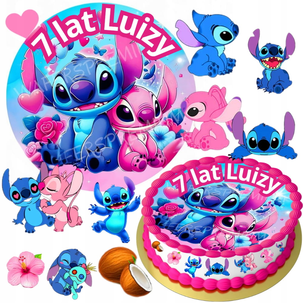 ZESTAW OPŁATEK NA TORT LILO I STICH + 8szt POSTACI + TEKST GRATIS