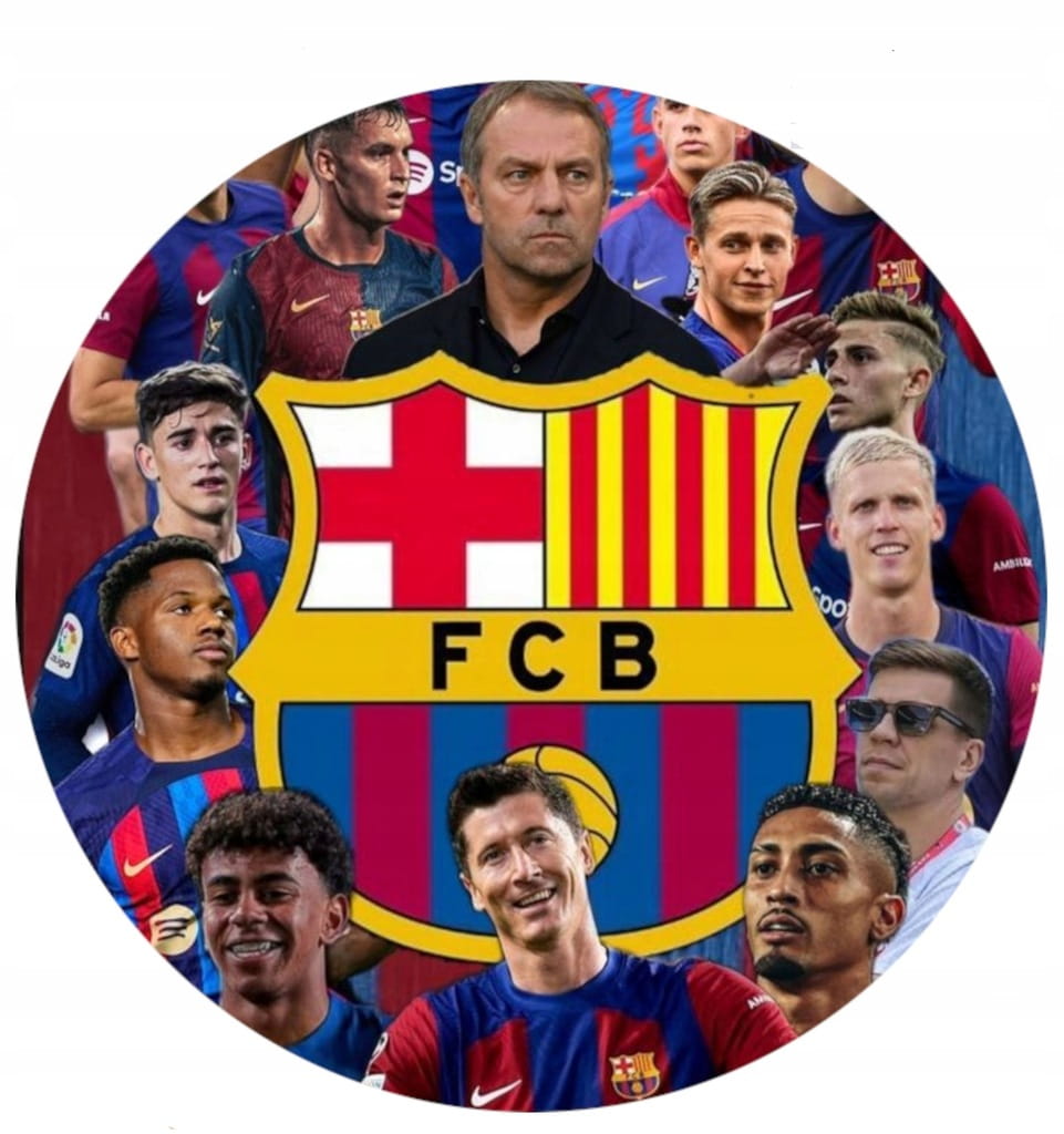 MEGA ZESTAW OPŁATEK NA TORT FC BARCELONA LEWY YAMAL + POSTACI 11szt + TEKST
