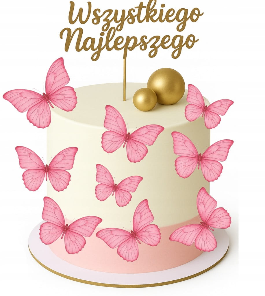 MOTYLE WAFLOWE MOTYLKI 3D DEKORACJE NA TORT 25szt