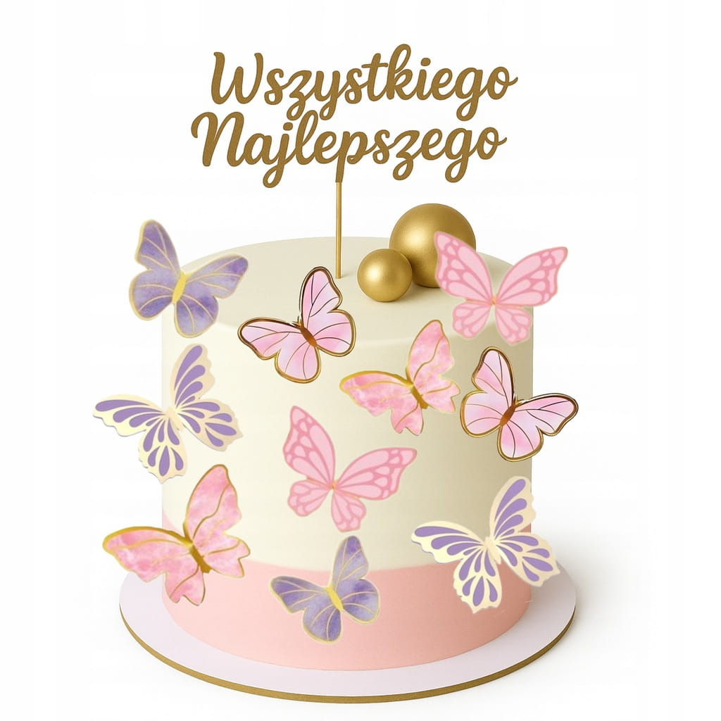 MOTYLE WAFLOWE MOTYLKI 3D DEKORACJE NA TORT 25szt