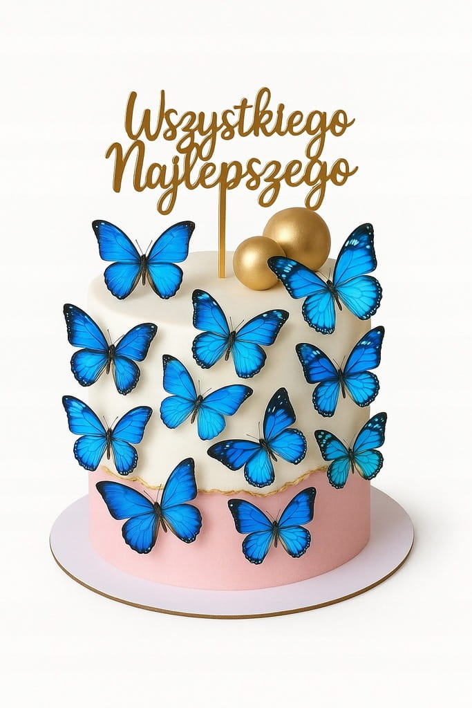 MOTYLE WAFLOWE MOTYLKI 3D DEKORACJE NA TORT 25szt