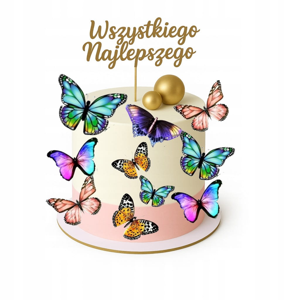 MOTYLE WAFLOWE MOTYLKI 3D DEKORACJE NA TORT 25szt