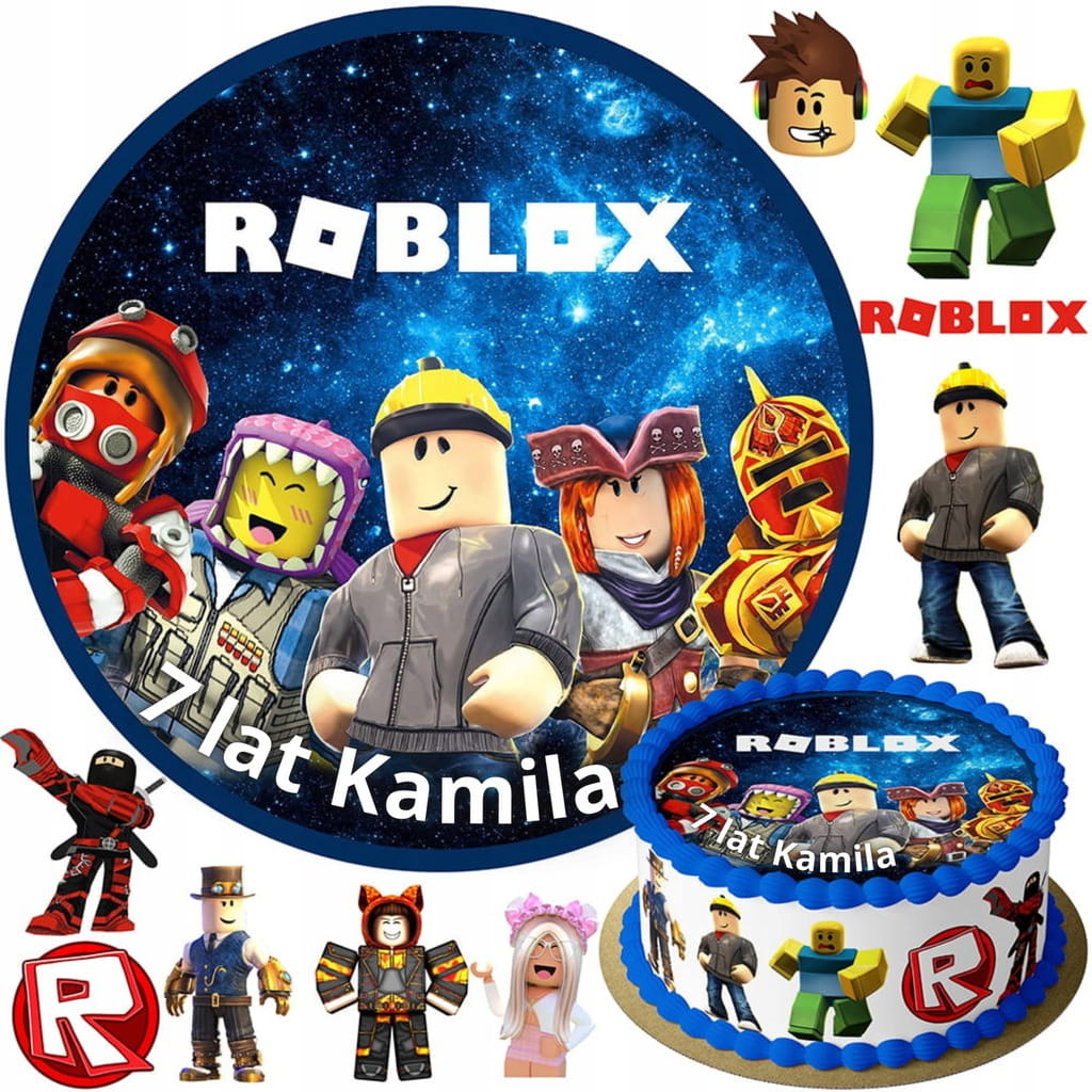MEGA ZESTAW OPŁATEK NA TORT ROBLOX + POSTACIE + GRATIS TEKST