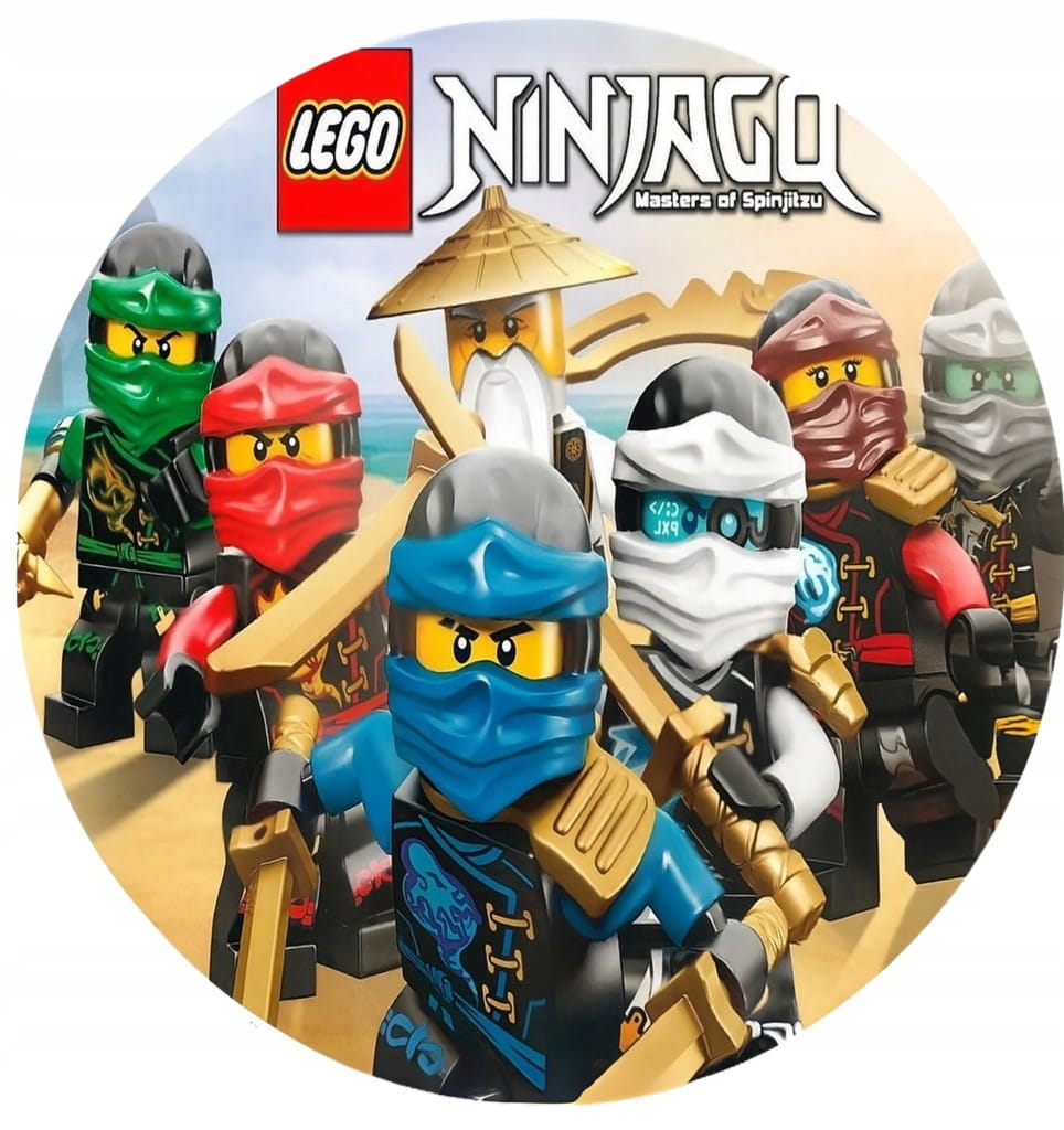 MEGA ZESTAW OPŁATEK NA TORT LEGO NINJAGO NINJA + 8 POSTACI + TEKST