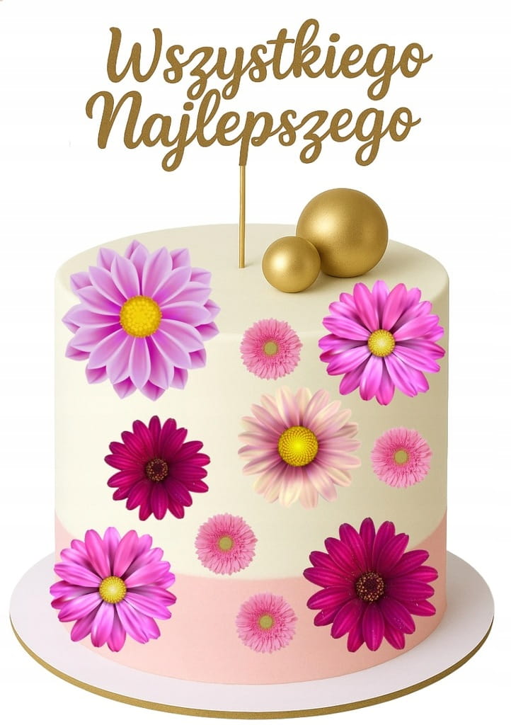 KWIATY WAFLOWE KWIATKI 3D DEKORACJE NA TORT opłatek kwiatki kolorowe