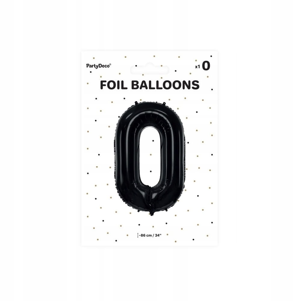 BALON urodzinowy foliowy CYFRA 0 CZARNY