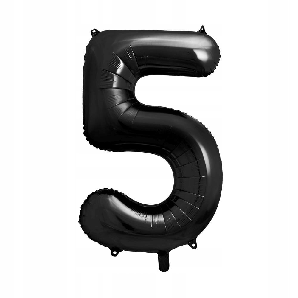 BALON urodzinowy foliowy CYFRA 5 CZARNY