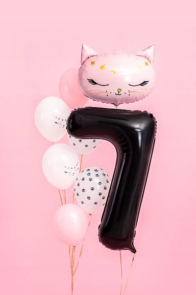 BALON urodzinowy foliowy CYFRA 7 CZARNY