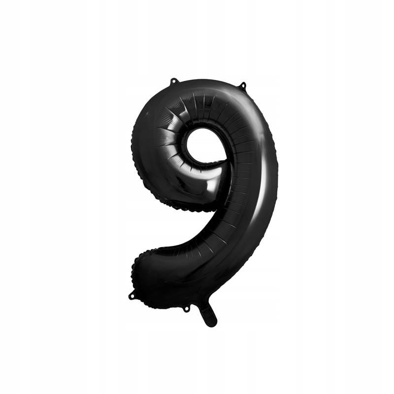 BALON urodzinowy foliowy CYFRA 9 CZARNY