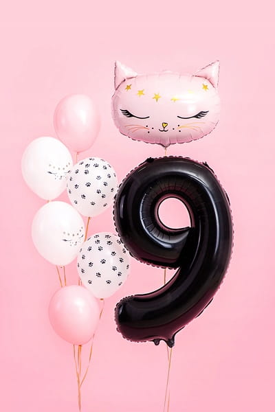 BALON urodzinowy foliowy CYFRA 9 CZARNY
