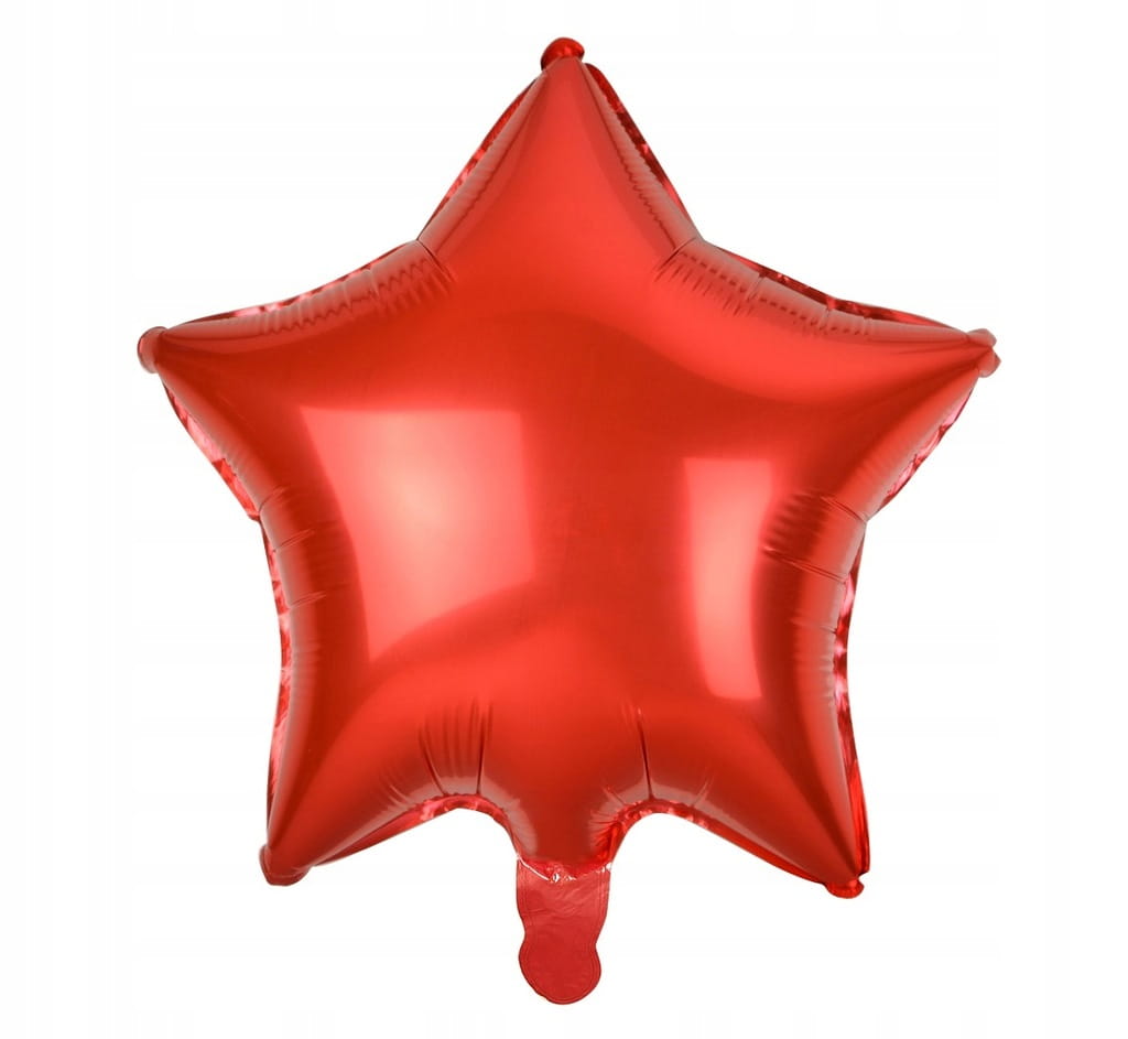 Duży Balon Foliowy GWIAZDA Czerwona Hel 45CM