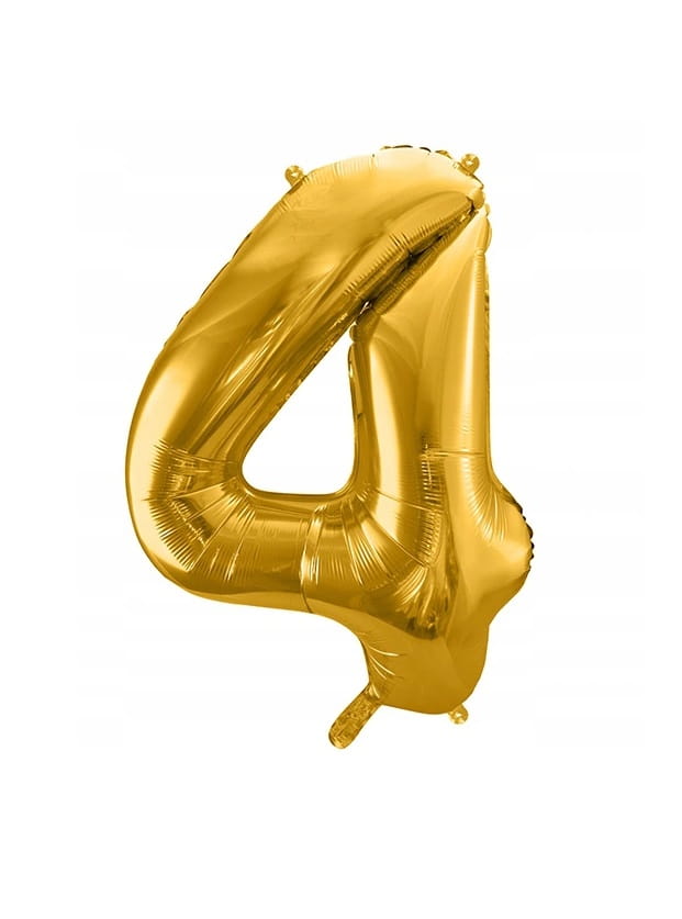 BALON urodzinowy foliowy CYFRA 4 ZŁOTY